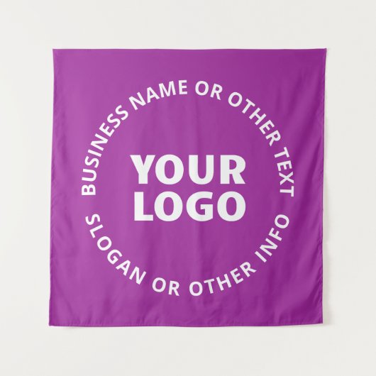 ロゴとカスタマイズ可能な文字 | 紫バイオレット タペストリー (正面)