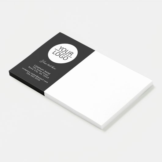 ロゴとカスタムテキストを入れたプロモーション ブラック ポストイット (アングル)