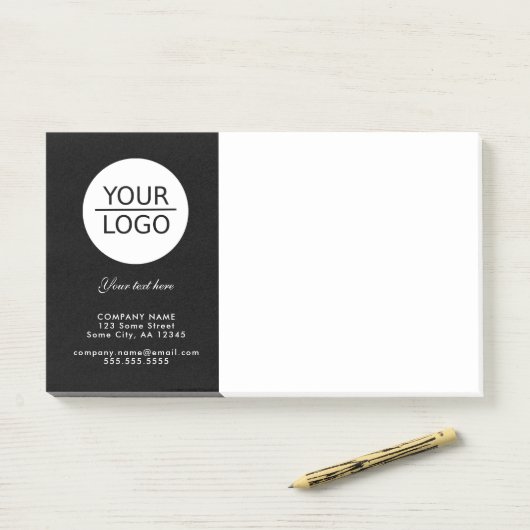 ロゴとカスタムテキストを入れたプロモーション ブラック ポストイット (デスク)