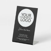 ロゴとカスタムテキストを載せた販促ブラックモデル 台座サイン (正面)