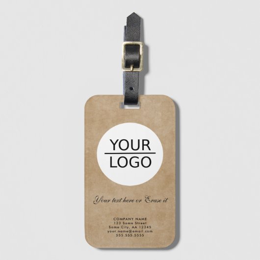 ロゴとカスタムテキストを追加 - ラスティックな企業プロモーション ラゲッジタグ (正面縦)