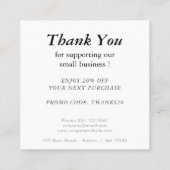 ロゴとカスタム割引コードシンプル スクエア名刺 (裏面)