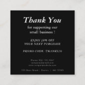 ロゴとカスタム割引コードブラック スクエア名刺 (裏面)