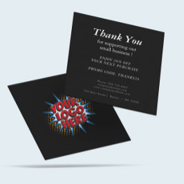 ロゴとカスタム割引コードブラック スクエア名刺