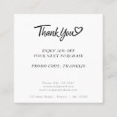 ロゴとカスタム割引コードブラック スクエア名刺 (裏面)