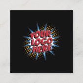 ロゴとカスタム割引コードブラック スクエア名刺 (正面)