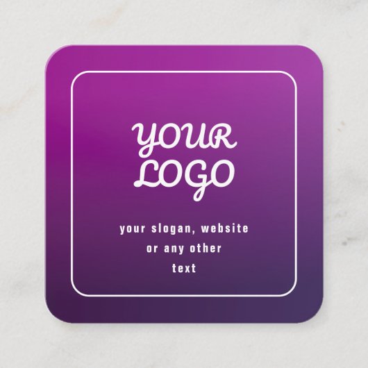 ロゴとスタイリッシュ明るい紫グラデーション エンクロージャーカード (正面)