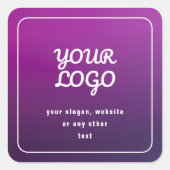 ロゴとスタイリッシュ明るい紫グラデーション スクエアシール (正面)