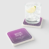 ロゴとスタイリッシュ明るい紫グラデーション ストーンコースター (横)