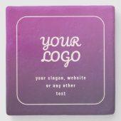 ロゴとスタイリッシュ明るい紫グラデーション ストーンコースター (正面)