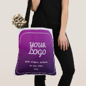ロゴとスタイリッシュ明るい紫グラデーション トートバッグ (クローズアップ)