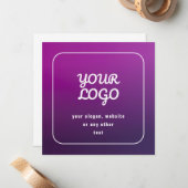 ロゴとスタイリッシュ明るい紫グラデーション ノートカード (正面/裏面インサイチュ)