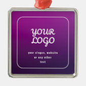 ロゴとスタイリッシュ明るい紫グラデーション メタルオーナメント (正面)