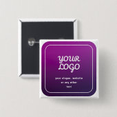 ロゴとスタイリッシュ明るい紫グラデーション 缶バッジ (正面&裏面)
