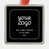 ロゴとスローガンまたはその他のテキスト | 黒と白 メタルオーナメント (正面)