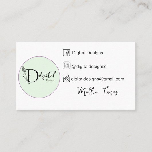 ロゴとソーシャルパーソナライズされたMを使用してカスタマイズ可能 名刺 (正面)