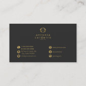 ロゴとソーシャルメディアのアイコン金ゴールド/Bk Hor ID810 名刺 (裏面)