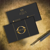 ロゴとソーシャルメディアのアイコン金ゴールド/Bk Hor ID810 名刺