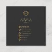 ロゴとソーシャルメディアのアイコン金ゴールド/Bk Sq ID810 スクエア名刺 (裏面)