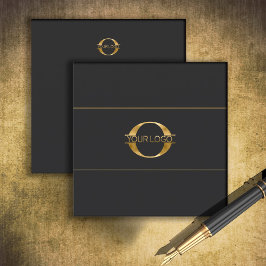 ロゴとソーシャルメディアのアイコン金ゴールド/Bk Sq ID810 スクエア名刺