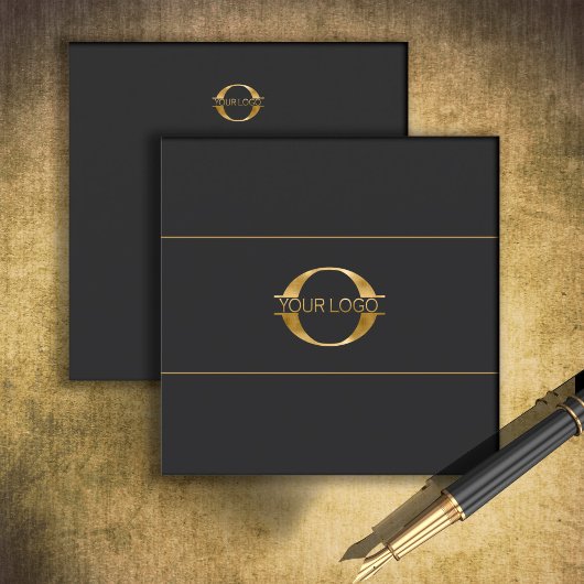 ロゴとソーシャルメディアのアイコン金ゴールド/Bk Sq ID810 スクエア名刺