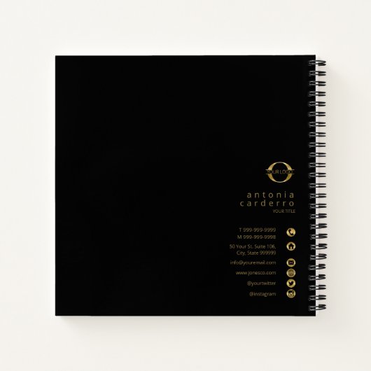 ロゴとソーシャルメディアのアイコン金箔/Bk Sq ID810 ノートブック (裏面)