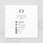 ロゴとソーシャルメディアのアイコンBlk/White Sq ID810 スクエア名刺 (裏面)