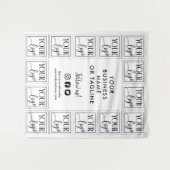 ロゴとソーシャルメディアの背景(白) タペストリー (正面(横))