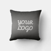 ロゴとダークモダングレーの編集可能カラーグラデーション クッション (裏面)