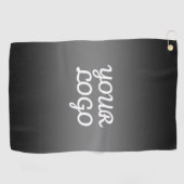 ロゴとダークモダングレーの編集可能カラーグラデーション ゴルフタオル (横)