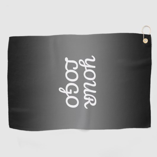 ロゴとダークモダングレーの編集可能カラーグラデーション ゴルフタオル (横)