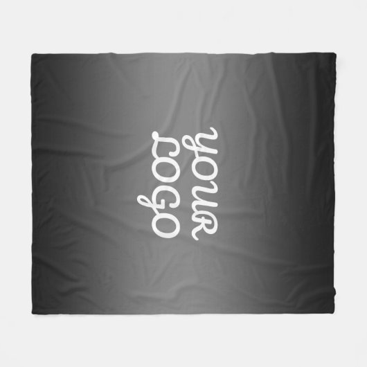 ロゴとダークモダングレーの編集可能カラーグラデーション フリースブランケット (正面(横))