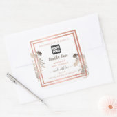 ロゴとバラ金ゴールド枠の付いた白い製品ラベル スクエアシール (封筒)