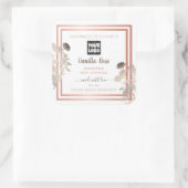 ロゴとバラ金ゴールド枠の付いた白い製品ラベル スクエアシール (バッグ)