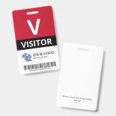 ロゴとバーコードビジターを赤で追加 バッジ (正面&裏面)