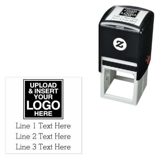 ロゴとビジネス住所 シールまたは3ライン文字 セルフインキングスタンプ (インサイチュ)