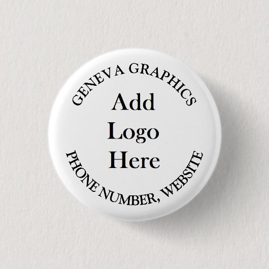 ロゴとビジネス情報の追加 缶バッジ (正面)