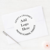 ロゴとビジネス情報を大きく追加 ラウンドシール (封筒)