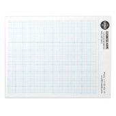 ロゴとビジネス情報入りエンジニアリンググリッド ノートパッド (正面)