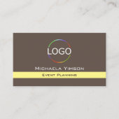 ロゴとフォトシックで濃い茶色のライトイエロー 名刺 (正面)