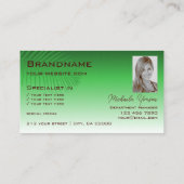 ロゴとフォトシック付き緑のグラデーションのパームリーフ 名刺 (裏面)