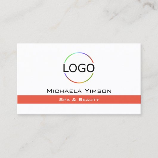 ロゴとフォトプロフェッショナル付きシックなホワイトサーモン 名刺 (正面)