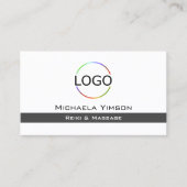 ロゴとフォトプロフェッショナル付き白と濃い灰色 名刺 (正面)