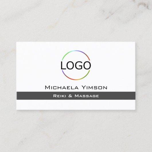 ロゴとフォトプロフェッショナル付き白と濃い灰色 名刺 (正面)