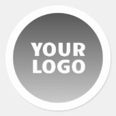 ロゴとモダンダークグレグラデーションイ縁どホワイト ラウンドシール (正面)