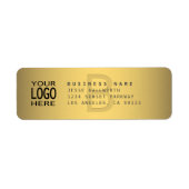 ロゴとモダン金ゴールドフェイク差出人住所 ラベル (正面)