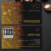 ロゴとモノグラムを使用した高級金ゴールドグリッター モダン 名刺