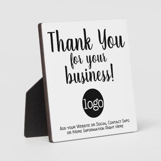 ロゴとロゴを付けてビジネスをありがとう連絡。 フォトプラーク (正面)