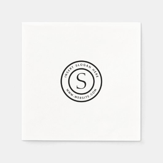 ロゴと会社の白黒 スタンダードカクテルナプキン (正面)