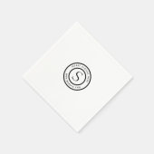 ロゴと会社の白黒 スタンダードカクテルナプキン (角)